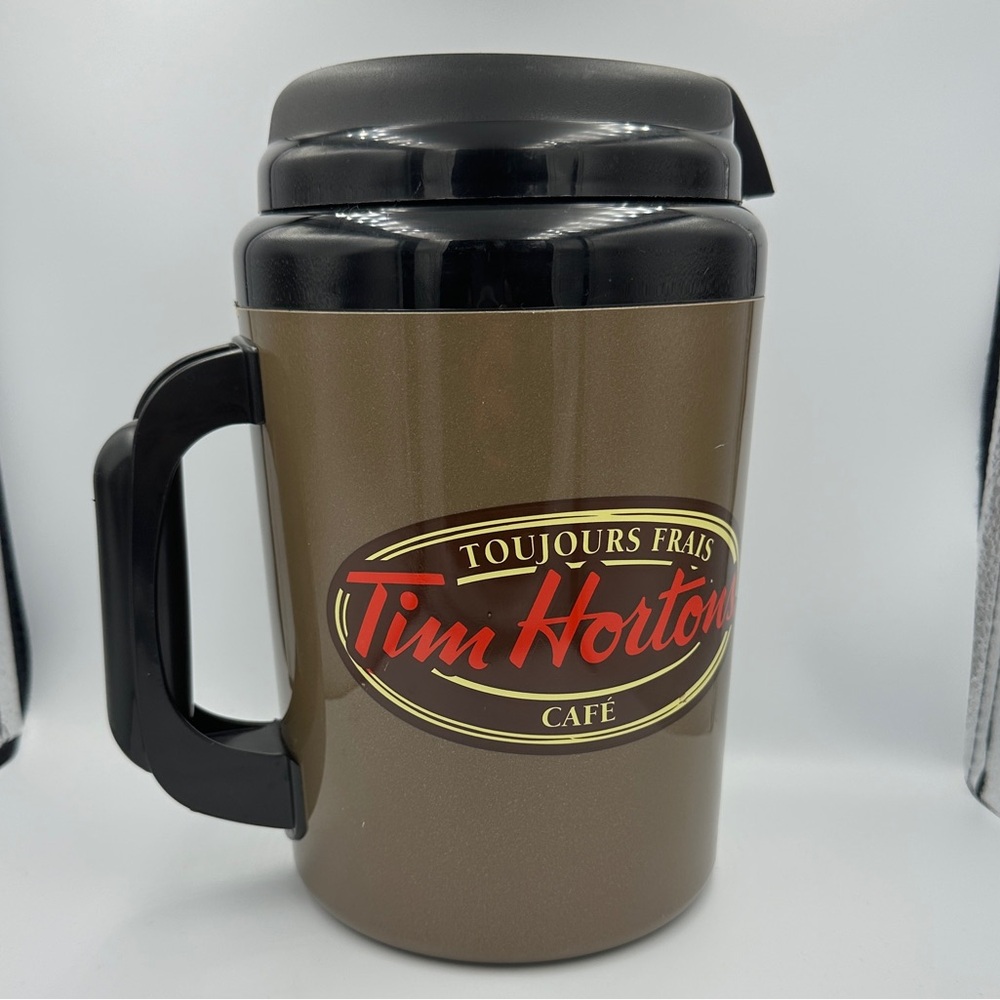Tim Hortons Mega 64 oz. Insulated Plastic To Go Travel Coffee Mug 9.5" Tall
